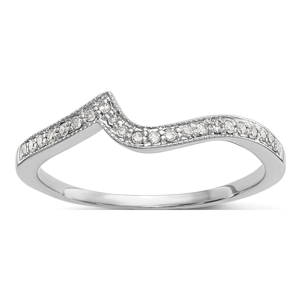 14K White Gold Diamond Contoured Wedding Band