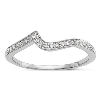 14K White Gold 1/10 ct tw Diamond Contoured Wedding Band