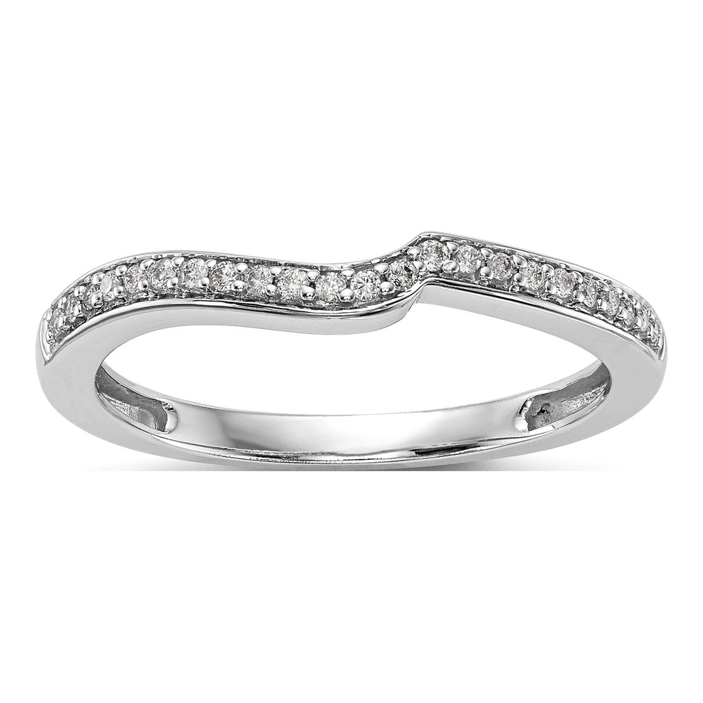 14K White Gold 1/10 ct tw Diamond Contoured Wedding Band