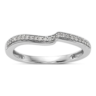 14K White Gold 1/10 ct tw Diamond Contoured Wedding Band