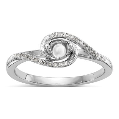 14K White Gold Diamond Engagement Ring Semi-Mount