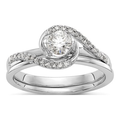 14K White Gold Diamond By-Pass Engagement Ring Semi-Mount – view 8