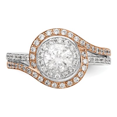 14K Two-Tone Gold Diamond By-Pass Engagement Ring Semi-Mount – view 4