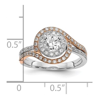 14K Two-Tone Gold Diamond By-Pass Engagement Ring Semi-Mount – view 7