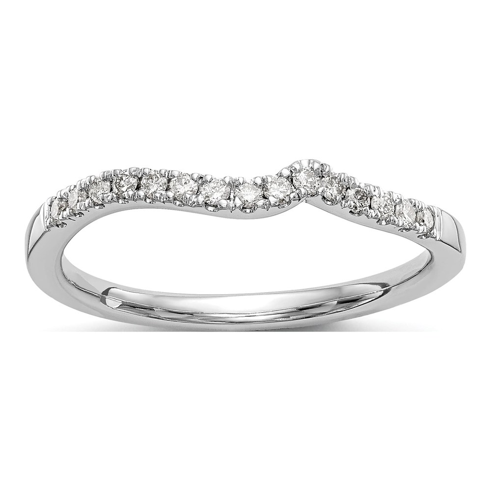 14K White Gold Diamond Wedding Band, Sizeable