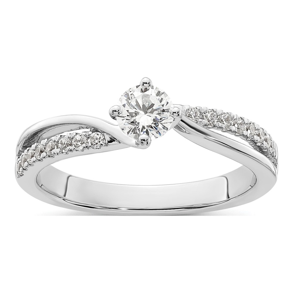 14K White Gold Diamond Bypass Semi-Mount Ring