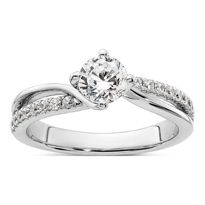 14K White Gold Diamond Engagement Ring Semi-Mount