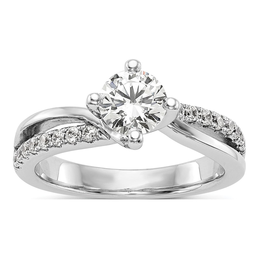 14K White Gold Diamond Engagement Ring Semi-Mount