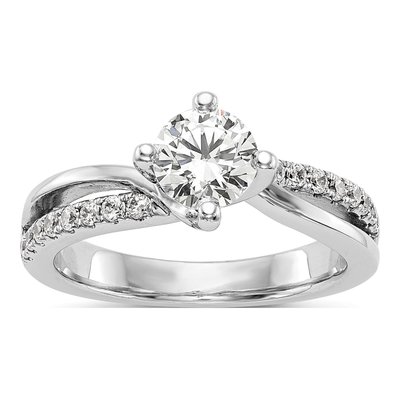 14K White Gold Diamond Engagement Ring Semi-Mount