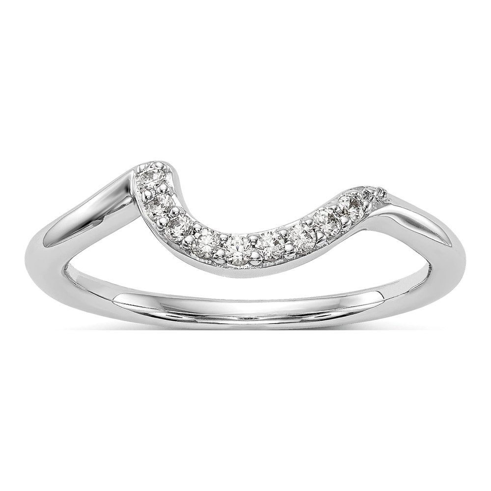 14K White Gold 1/10 ct tw Diamond Contoured Wedding Band