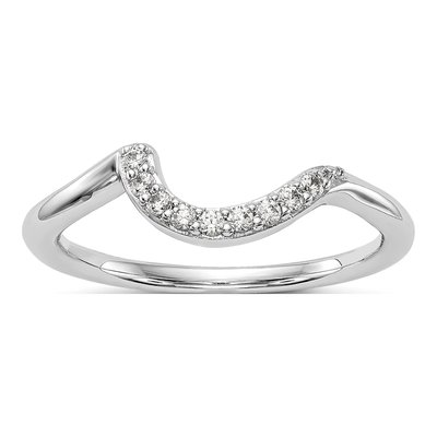 14K White Gold 1/10 ct tw Diamond Contoured Wedding Band