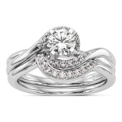 14K White Gold Diamond By-Pass Engagement Ring Semi-Mount – view 8