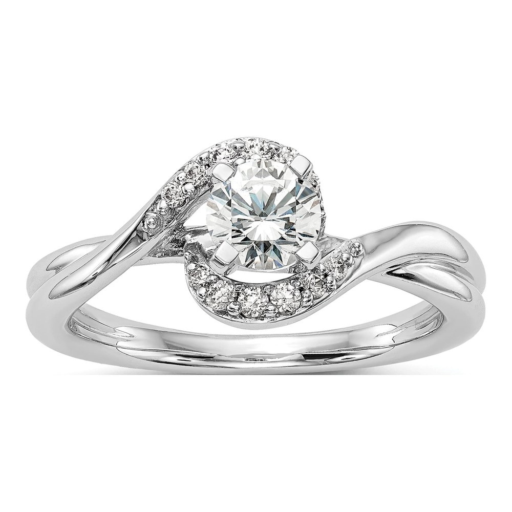 14K White Gold Diamond By-Pass Engagement Ring Semi-Mount