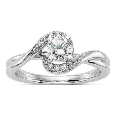 14K White Gold Diamond By-Pass Engagement Ring Semi-Mount