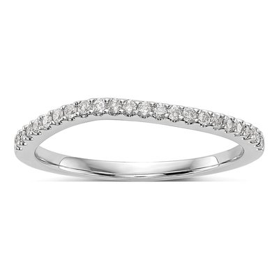 14K White Gold 1/5 ct tw Diamond Contoured Wedding Band