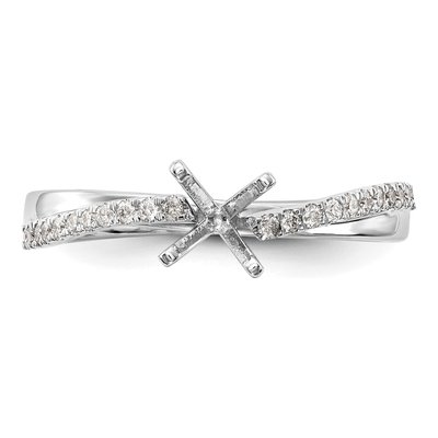 14K White Gold Diamond By-Pass Engagement Ring Semi-Mount – view 4
