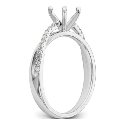 14K White Gold Diamond By-Pass Engagement Ring Semi-Mount – view 6