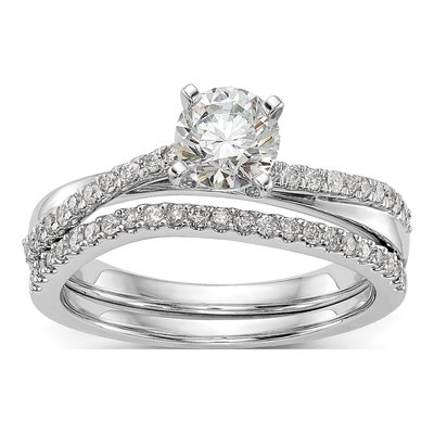 14K White Gold Diamond By-Pass Engagement Ring Semi-Mount – view 7