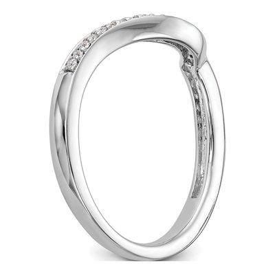 14K White Gold 1/8 ct tw Diamond Contoured Wedding Band – view 7