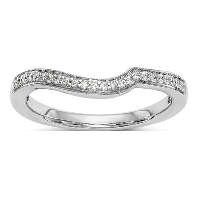 14K White Gold 1/8 ct tw Diamond Contoured Wedding Band