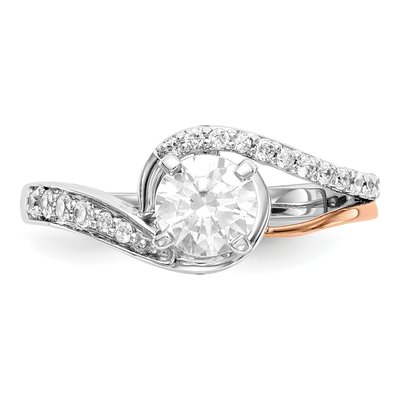 14K Two-Tone Gold Diamond Bypass Engagement Ring Semi-Mount – view 5