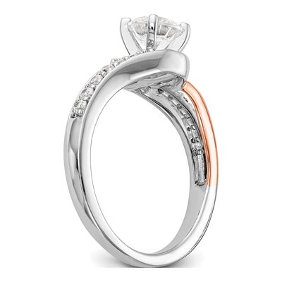 14K Two-Tone Gold Diamond Bypass Engagement Ring Semi-Mount – view 7