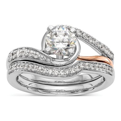 14K Two-Tone Gold Diamond Bypass Engagement Ring Semi-Mount – view 8