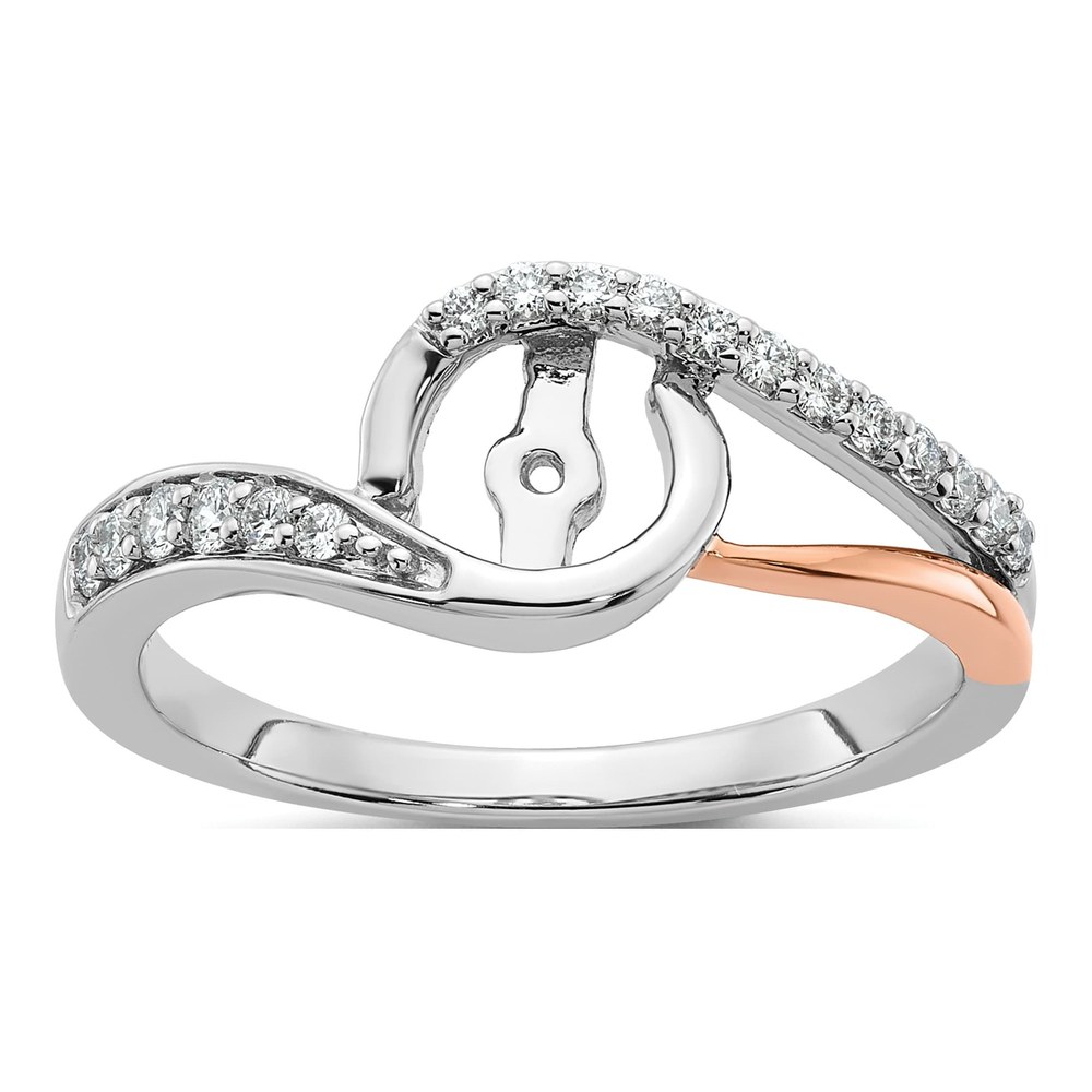 14K Two-Tone Gold Diamond Bypass Engagement Ring Semi-Mount