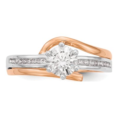 14K Two-Tone Gold Diamond By-Pass Engagement Ring Semi-Mount – view 5