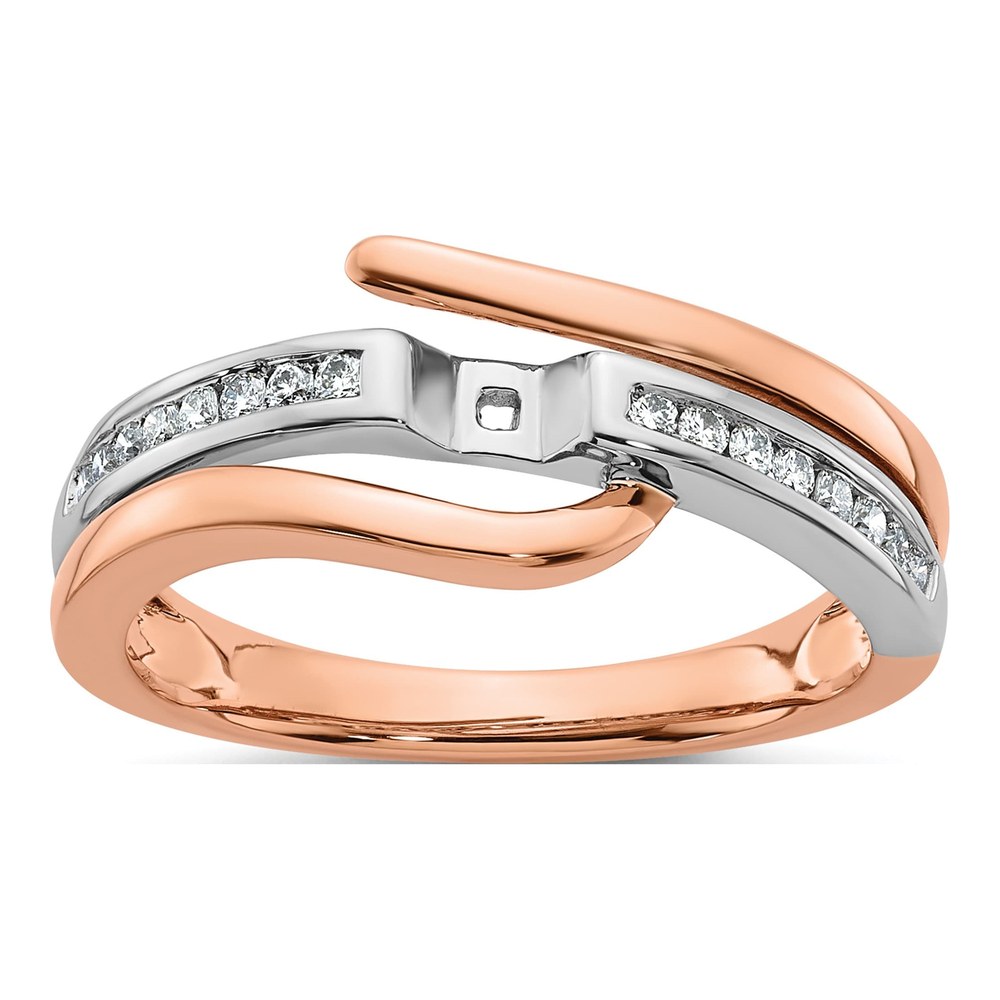 14K Two-Tone Gold Diamond By-Pass Engagement Ring Semi-Mount