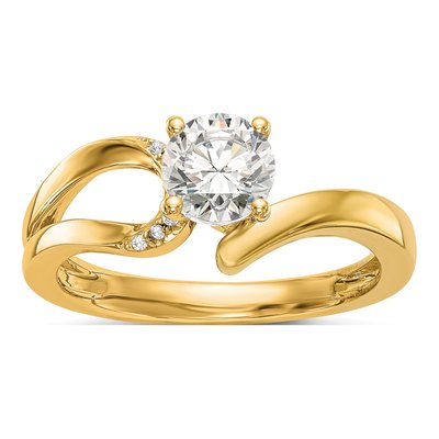 14K Yellow Gold By-Pass Engagement Engagement Ring Semi-Mount