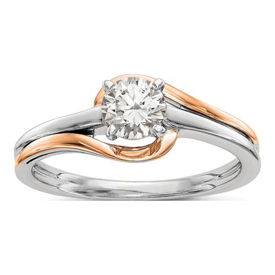 14K Two-Tone Gold By-Pass Engagement Ring Mounting
