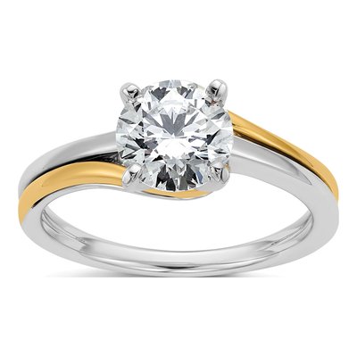 14K Two-Tone Gold By-Pass Engagement Ring Mounting
