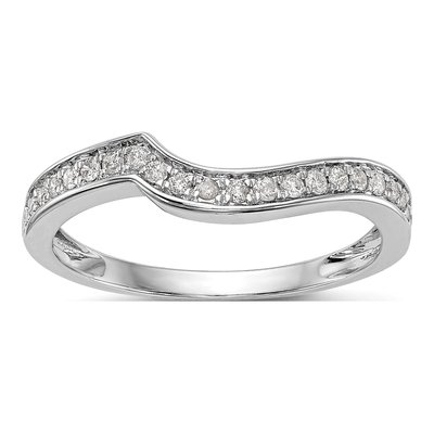 14K White Gold Diamond Contoured Wedding Band