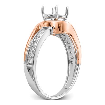 14K Two-Tone Gold Diamond Bypass Engagement Engagement Ring Semi-Mount – view 7