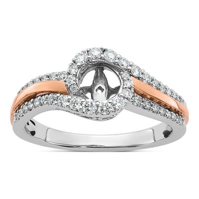 14K Two-Tone Gold Diamond Engagement Engagement Ring Semi-Mount