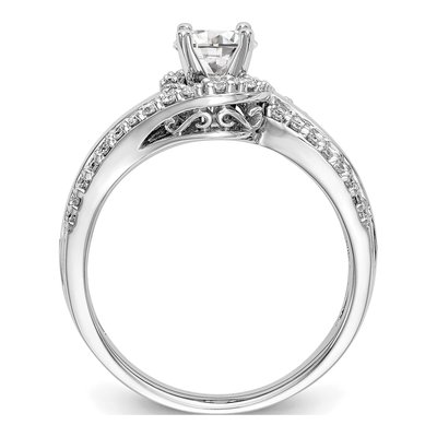 14K White Gold Diamond Bypass Engagement Ring Semi-Mount – view 2