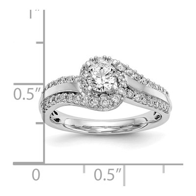 14K White Gold Diamond Bypass Engagement Ring Semi-Mount – view 3