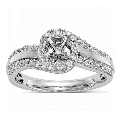 14K White Gold Diamond Bypass Engagement Ring Semi-Mount – view 4
