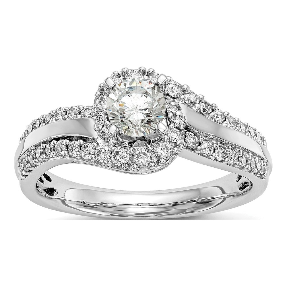 14K White Gold Diamond Bypass Engagement Ring Semi-Mount