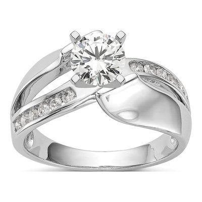 14K White Gold Lab-Grown Diamond Pet Engagement Engagement Ring Semi-Mount