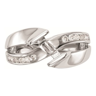 14K White Gold Diamond Bypass Engagement Ring Mounting – view 4