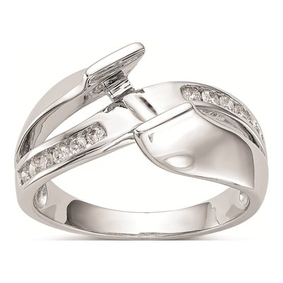 14K White Gold Diamond Bypass Engagement Ring Mounting – view 7
