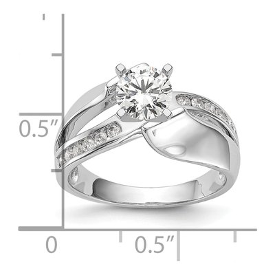 14K White Gold Diamond Bypass Engagement Ring Mounting – view 8