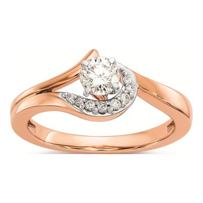 10K Rose Gold Diamond Peg Bypass Engagement Engagement Ring Semi-Mount