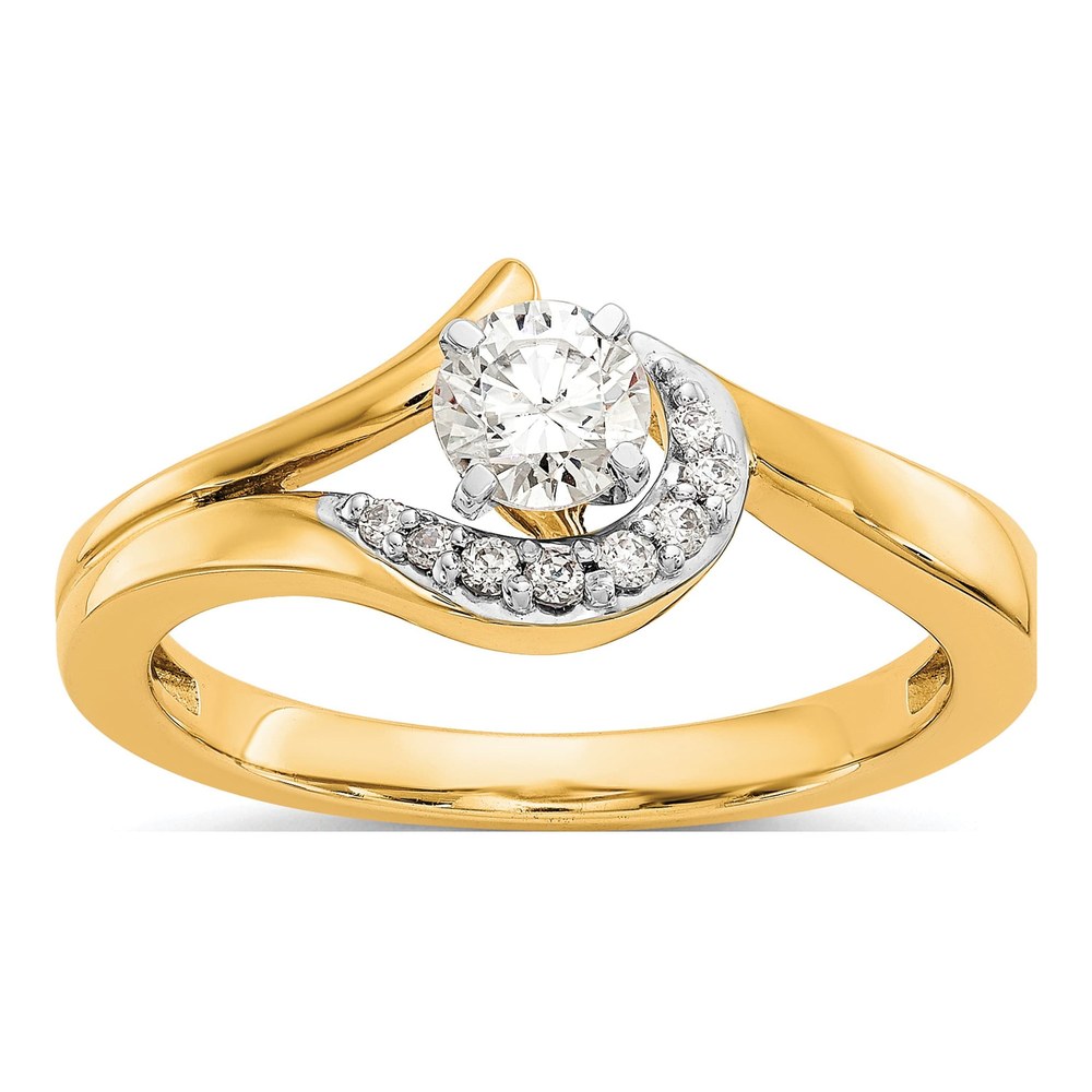 14K Yellow Gold Diamond Bypass Engagement Engagement Ring Semi-Mount