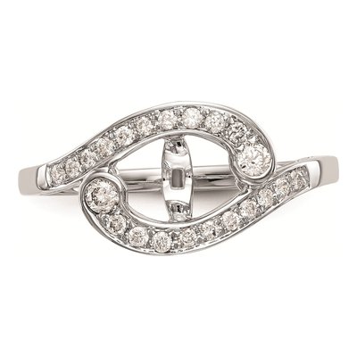 14K White Gold By-Pass Diamond Engagement Ring Mounting – view 4