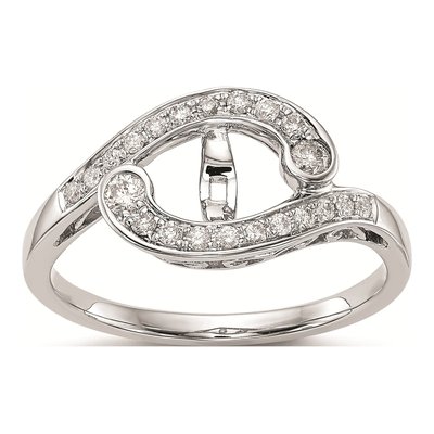 14K White Gold By-Pass Diamond Engagement Ring Mounting – view 7