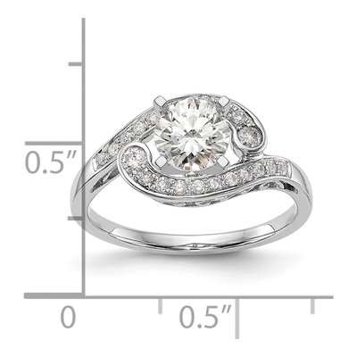 14K White Gold By-Pass Diamond Engagement Ring Mounting – view 8