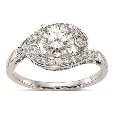 14K White Gold By-Pass Diamond Engagement Ring Mounting